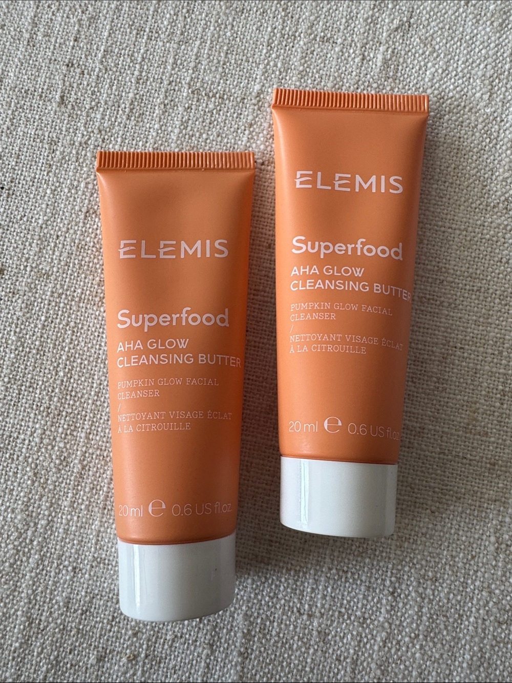 ELEMIS superfood AHA glow cleansing butter -pumpkin glow- lot of 2 - 20ml/0.6 ea